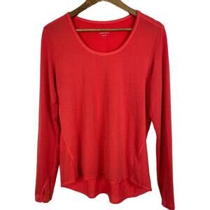 Athleta Orange Stripped Burnout Athletic Hiking Athleisure Long Sleeve Top L